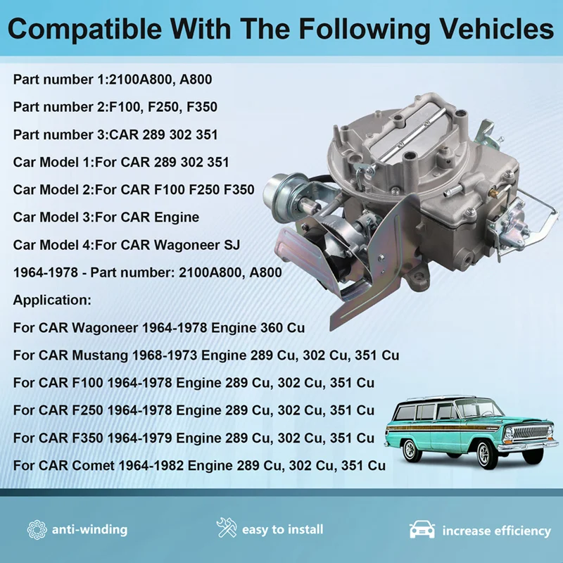 2-створчатый карбюратор для Ford 289 302 351 Cu F150 250 350 8CYL двигатель сверхмощный