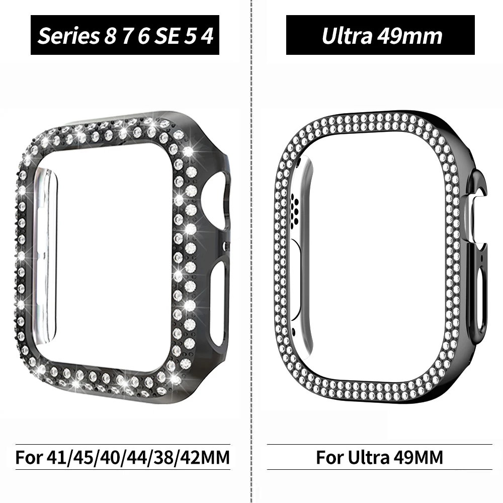 Women Ladies Case for Apple Watch Series 8 7 6 SE 5 4 Cover PC Diamond Protector Bumper Ultra 49mm 41mm 45mm 40mm 44mm 42mm 38mm