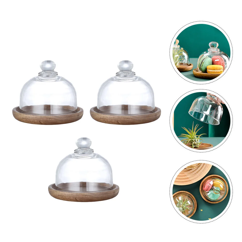 

Wedding Tabletop Centerpiece Solid Wood Glass Tray Mini Containers Wooden Plate Cover Kit