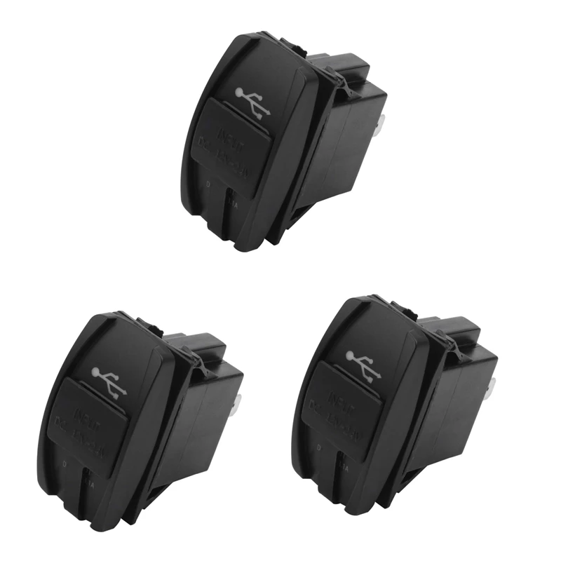 

3X 12V 24V Car Auto Boat Accessory LED Dual USB Charger - Outlet White