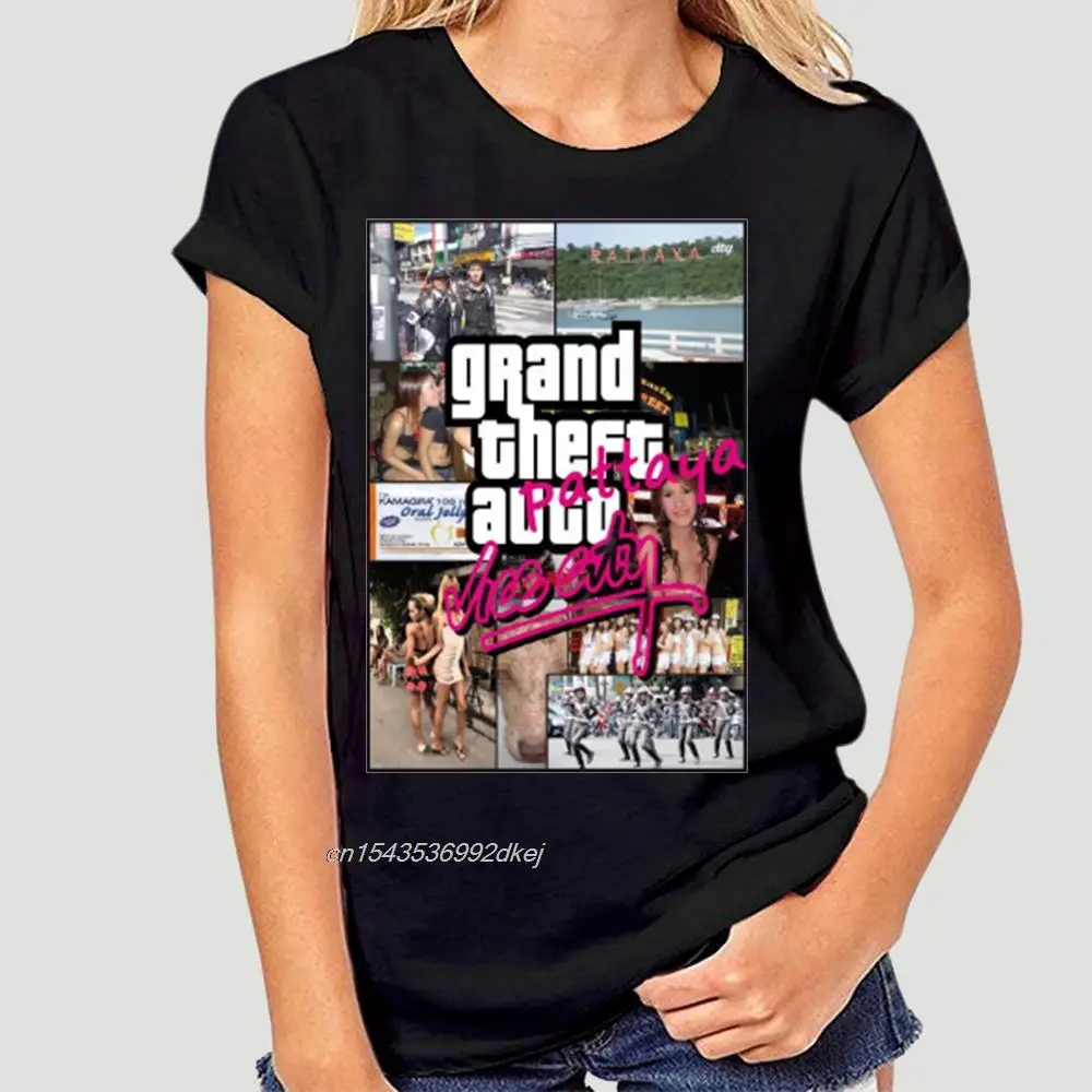 

Men T Shirt T-shirt Pattaya Grand Theft Auto Vice City Parody White Tshirts Women T-Shirt 1784D