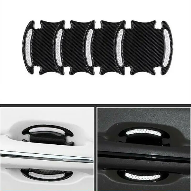 

White Carbon Fiber Epoxy Safety Reflective Car Handle Door Bowl Warning Sticker