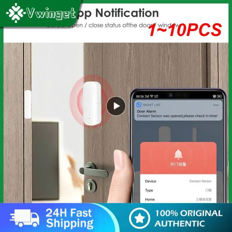 

Смарт-датчик двери Tuya Wi-Fi, детекторы открывания/закрытия дверей для умного дома, датчик окон, работает с домом, 1 ~ 10 шт.