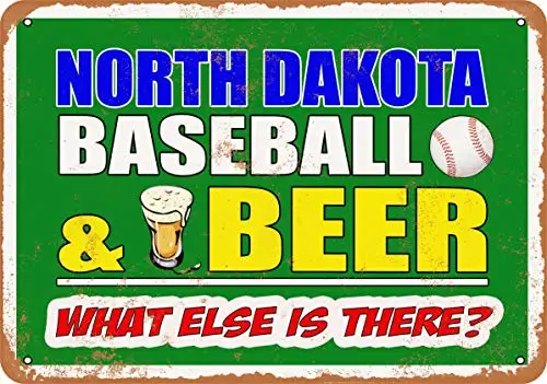 

Metal Sign - North Dakota Baseball and Beer - Vintage Look