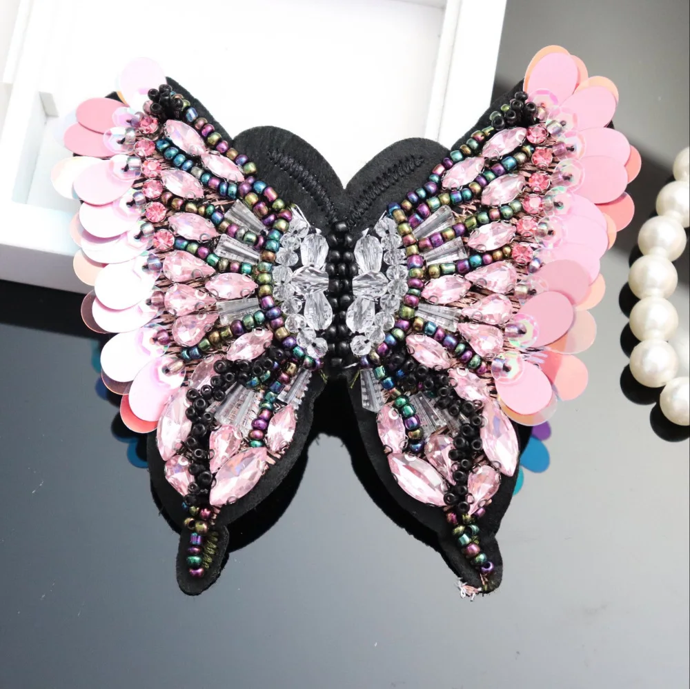 

Handmade Beaded Sequin Patches and Appliques Butterfly Badges Clothing Accessories Beading Patch Decoration DIY Sewing Patches