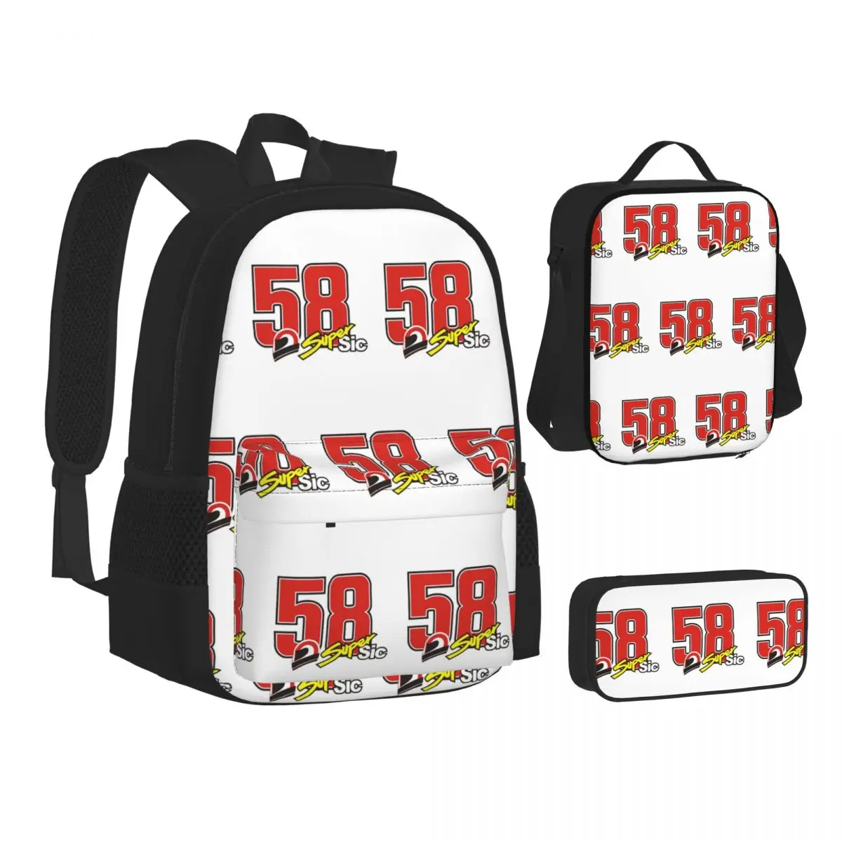 Фото Рюкзаки Marco Simoncelli 58 Super Sic, школьные сумки для студентов, детские рюкзаки, сумка для обедов, сумка для ручек, набор из трех предметов №1