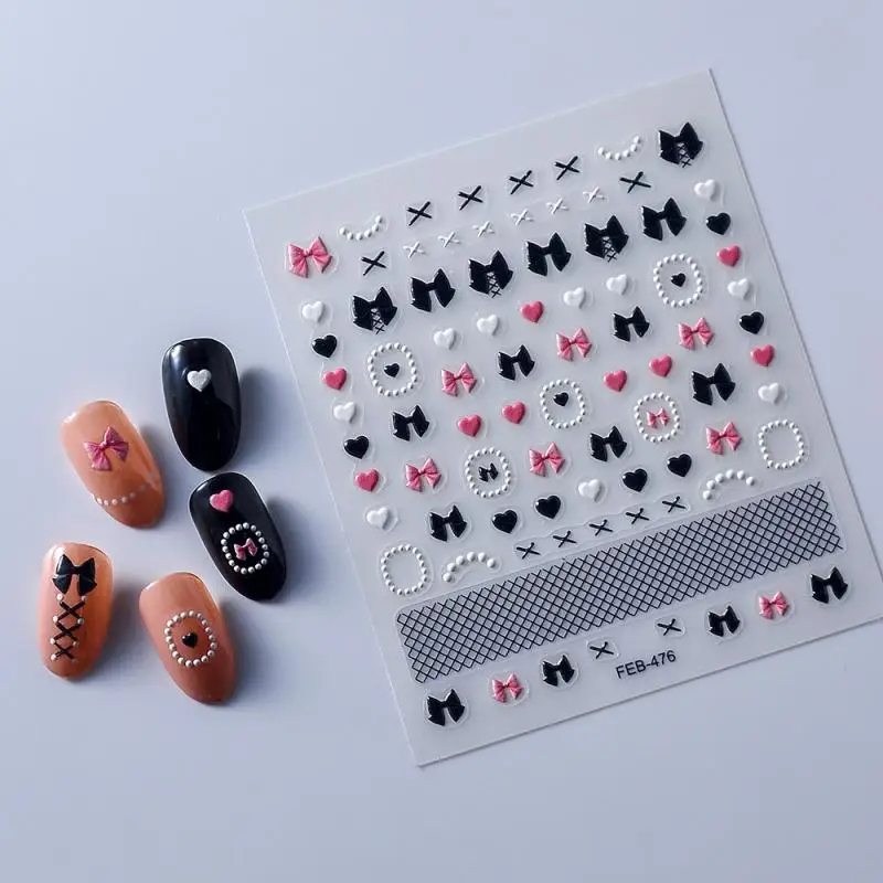 

5D Nail Stickers Pearls Flower Butterfly Decor Acrylic Embossed Sliders Nail Decals Blossom Manicure Decorations Combination Set