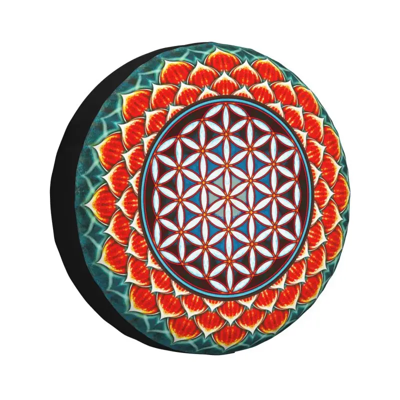 

Lotus Flower Of Life Spare Tire Cover for Grand Cherokee Jeep RV SUV Camper Sacred Geometry Mandala Car Wheel Protector Covers