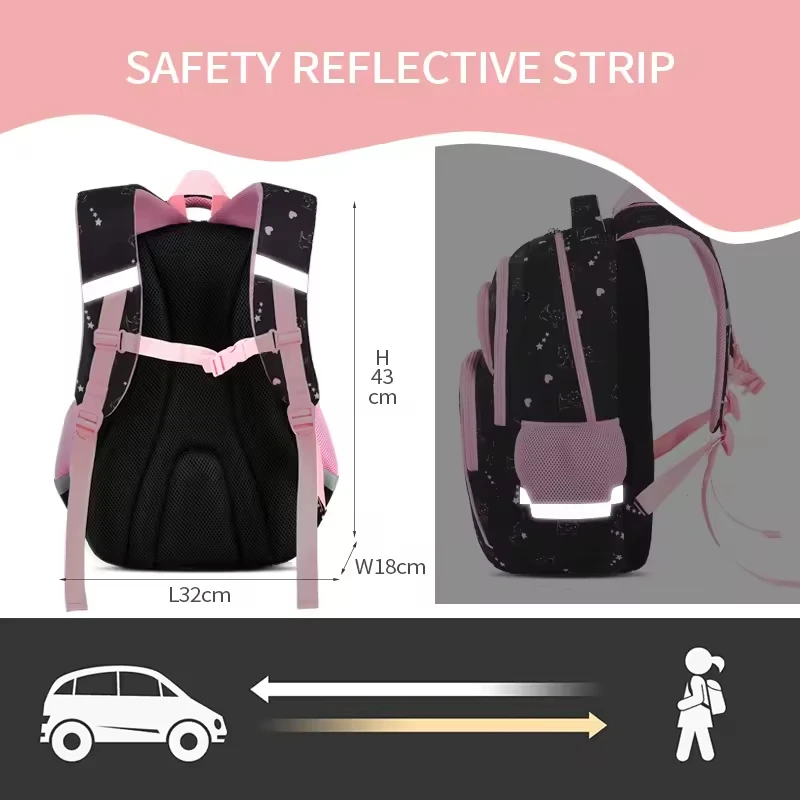 Высококачественные сумки AOK для начальной школы девочек черная мультяшная сумка