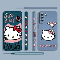 anime hello kitty cute for samsung galaxy s22 s21 s20 s10 note 20 10 ultra plus pro fe lite liquid left rope silicone phone case