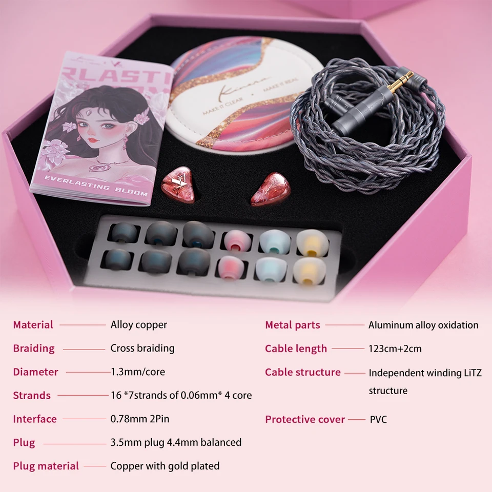 Наушники-вкладыши Kinera Everlasting Bloom Versekeys 1DD+3BA IEMs для Hi-Fi музыки, подарок на день рождения (art.: 3920d8a08cd7f) - 3920d8a08cd7f