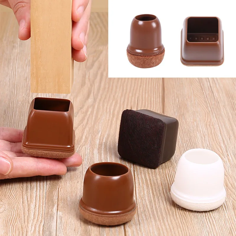 

8Pcs Table Chair Leg Silicone Caps Protectors Round Square for Furniture Foot Legs Cover with Thick Wrap Felt Pads Protect Floor