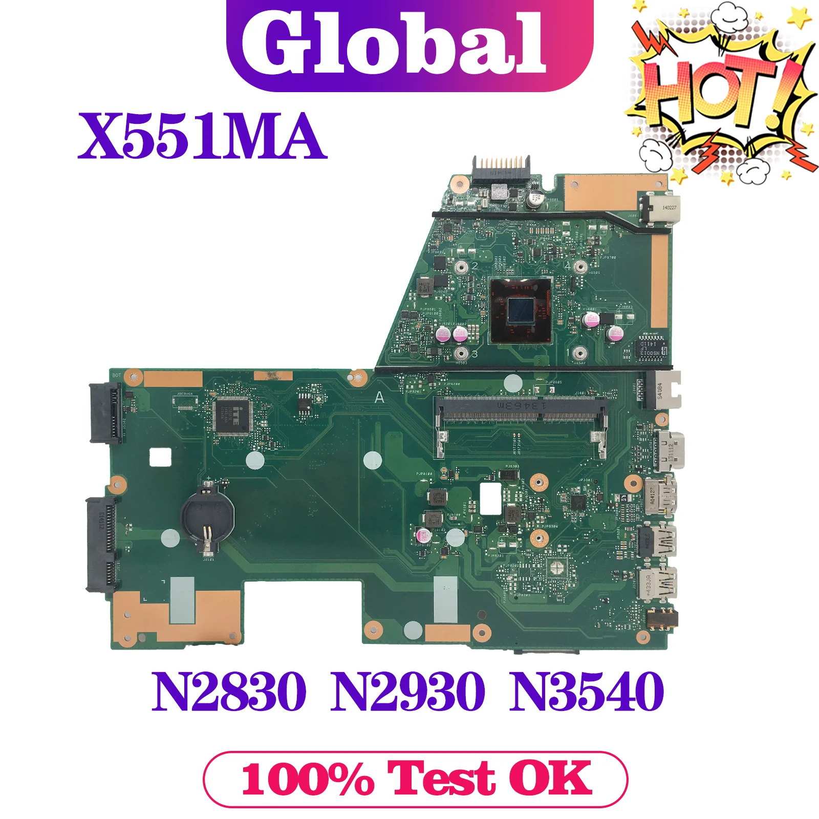 

KEFU X551M Mainboard For ASUS X551MA F551MA D550M Laptop Motherboard N2815/N2830/N2930/N2940/N3540 MAIN BOARD 100% Test OK