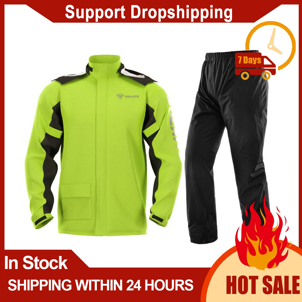 

Motorcycle Rainsuit Reflective Protective Clothing Jacket Pants Set Full Body Split Raincoat For Outdoor Riding Motorbike