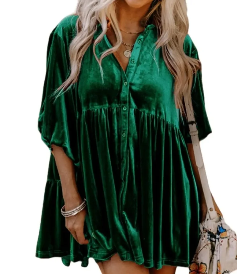 2024 свободная повседневная бархатная блузка в стиле бохо рубашка весна-лето рукав