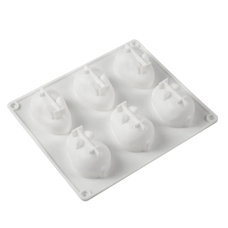 

6-Cavity Silicone Cake Molds for Baking Dessert Mousse New Decorating Moulds 3D Small Bunny Rabbit Shape Chocolate Bakeware Tool