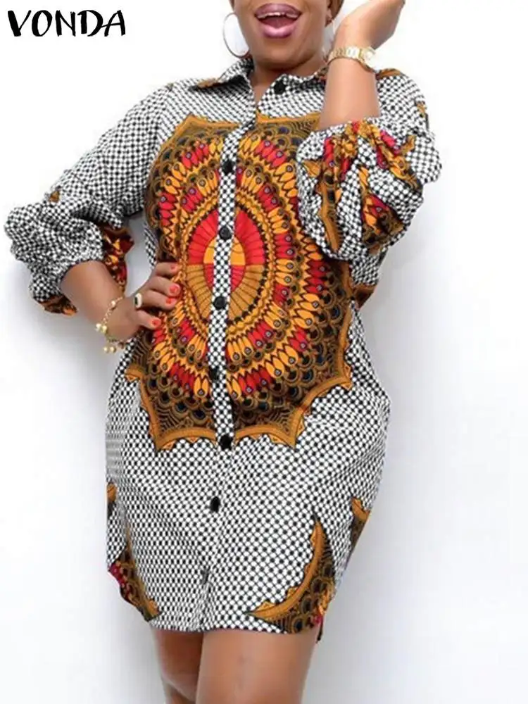 

Платье-рубашка клетчатое с длинным рукавом-фонариком