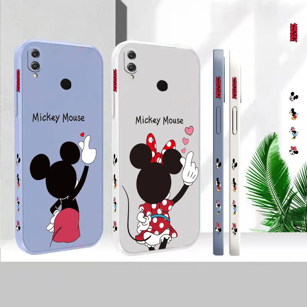 

Liquid Silicone Case For Honor 80 70 60 50 SE GT 30 30S 20 20S 10 9 8X Pro Plus Max Lite 4G 5G Cartoon Mickey Minnie Mouse Cover