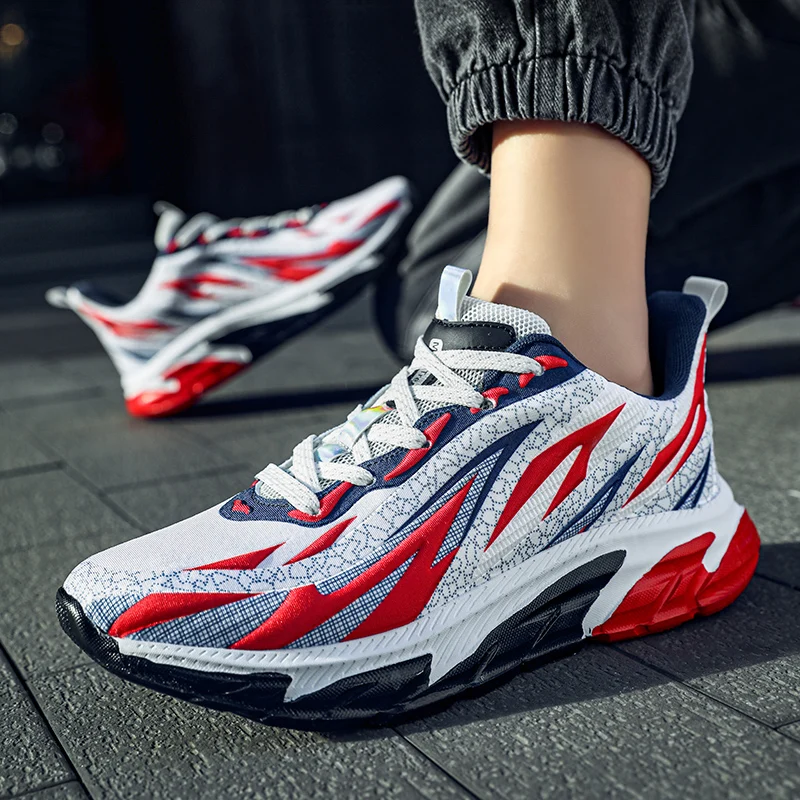 Men's Flame Totem Basketball Shoes Outdoor Breathable Non-slip Sports Shoe Men Comfortable Training Fitness Sneakers