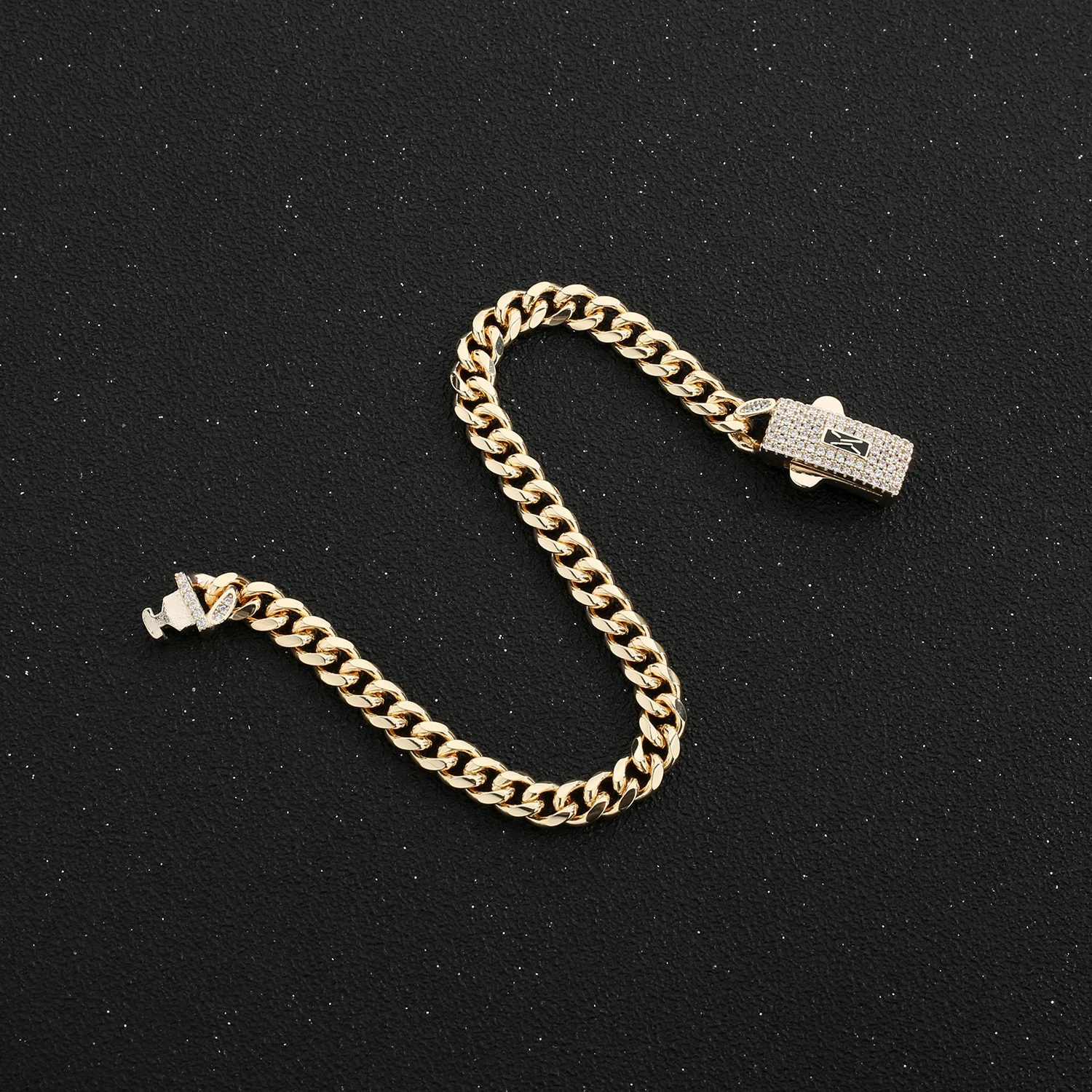 Фото 14K Monaco new chain for men and women, brass, cubic zirconia, fashionable Monaco bracelet for men and women №5