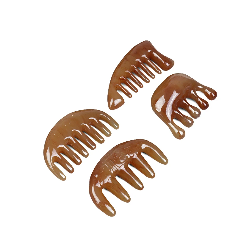 Карманная Расческа с натуральным бычьим Рогом 1 шт. широкими зубьями для спа Guasha