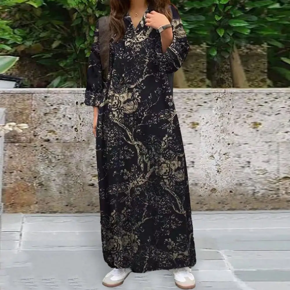 

Женское платье-рубашка с цветочным принтом, V-образным вырезом