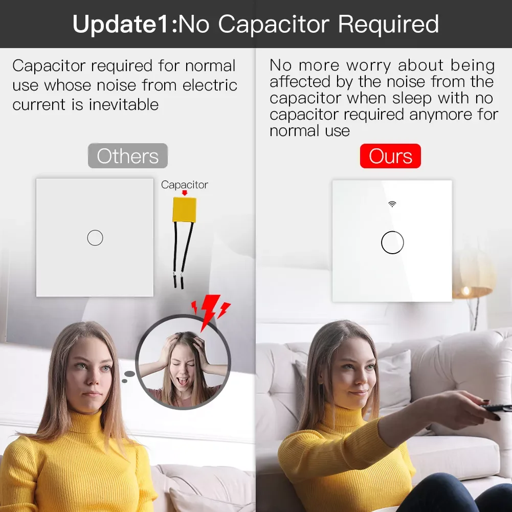 

Настенный сенсорный выключатель Zigbee 3,0, ЕС, США, умный выключатель света, 1, 2, 3 клавиши, управление через приложение, комплект для умного дома ...