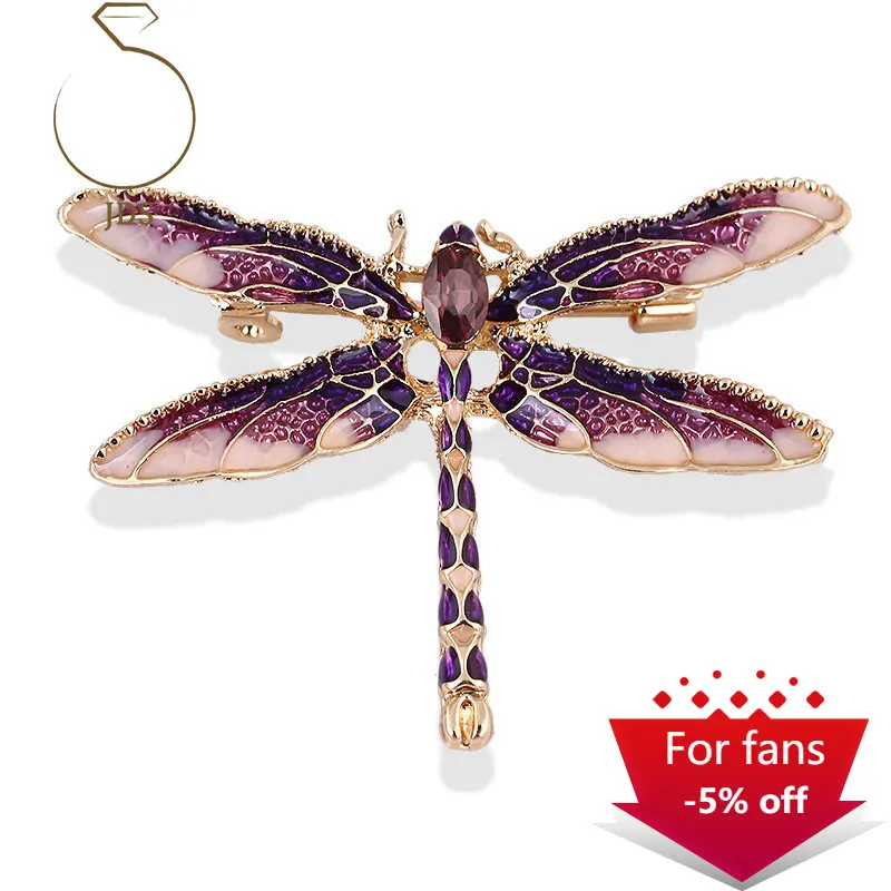 

Luxury Brand Brooches for Women Designer Original Handmade Diamond Alloy Oil Drop Enamel Crystal Dragonfly Insect Brooch Free