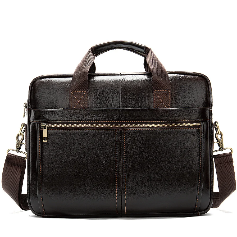 Портфель мужской из натуральной воловьей кожи, компактный однотонный саквояж на одно плечо, сумка-мессенджер в деловом стиле