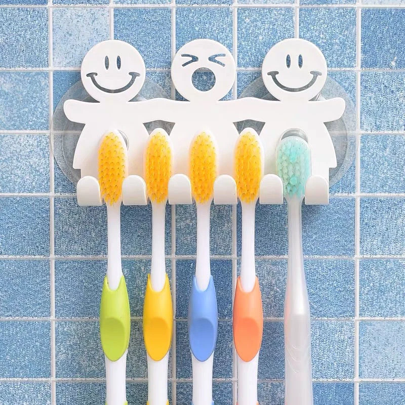 

Wall Mounted Toothbrush Stand 5 Position Toothbrush Holder Suction Cup Toothbrush Storage Rack Bathroom Accessories Organizer