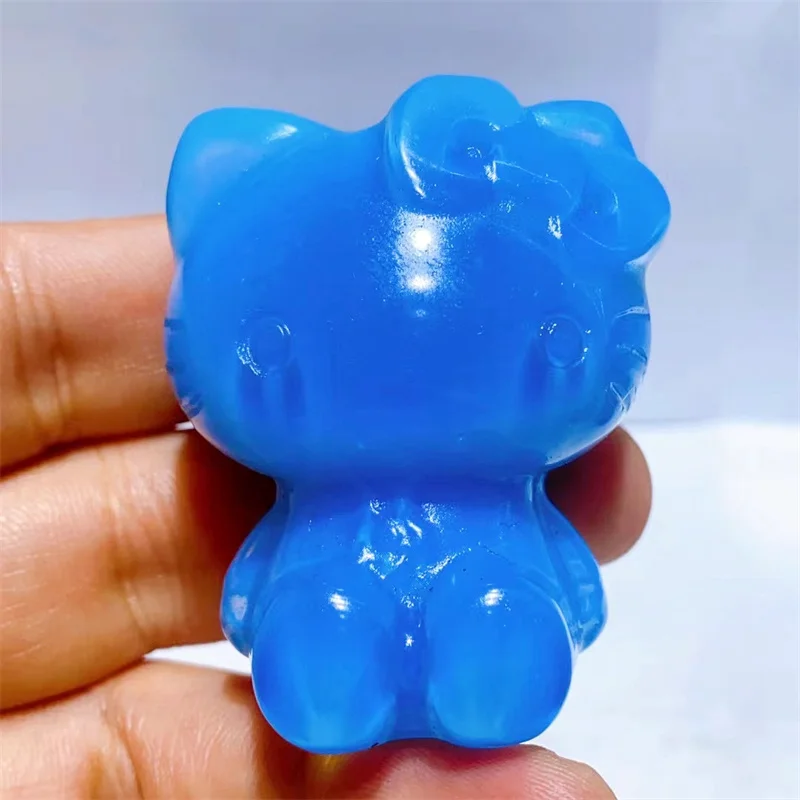 4,8 см Природный синий опалитовый мультяшный Кот КТ Кристалл резное Исцеление милые животные ремесла для домашнего декора или Рождественский детский подарок 1 шт.