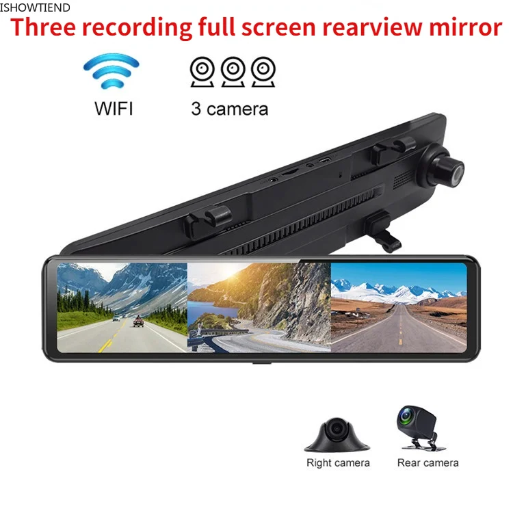 

Three Recording Tachograph Streaming Media Panoramic 12 Inch 1080 Dash Cam HD Night Vision Real-time Monitoring Car Accessories