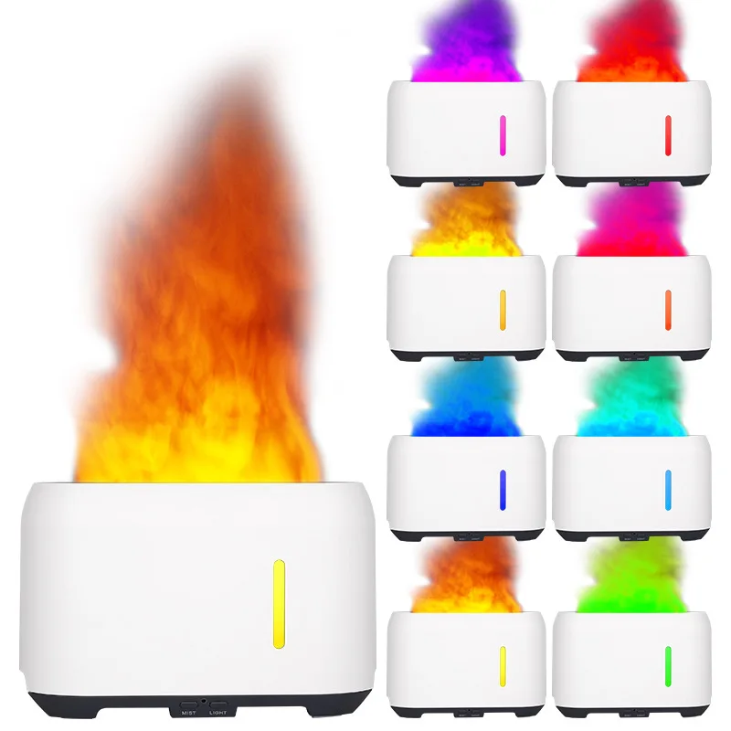 

8 Colors LED Night Light Bedroom Simulation Flame Atmosphere Night Lights With 240ML Water Tank Aroma Diffuser For Home Office