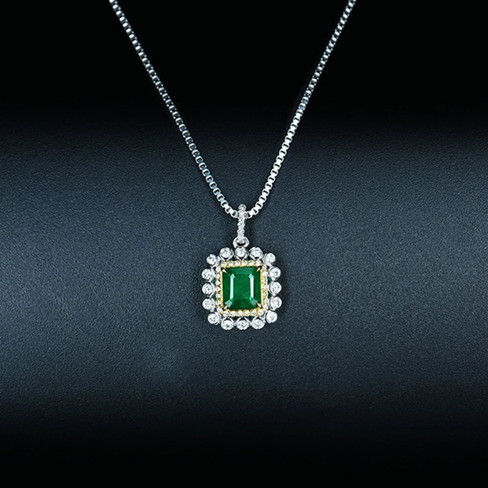 

WPB Advanced Original Women's Necklace Simulation Tourmaline Square Diamond Pendant Necklace High Carbon Diamond Luxury Jewelry