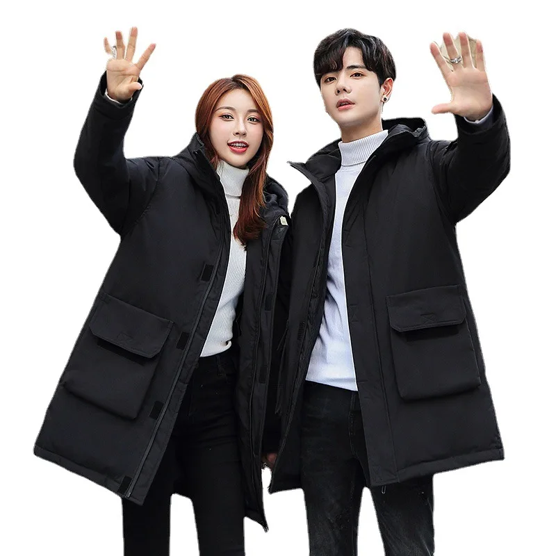 Men's And Women's Common Down Jacket Couple's Long Thick Warm Down Jacket Hooded Coat White Duck Down Coat