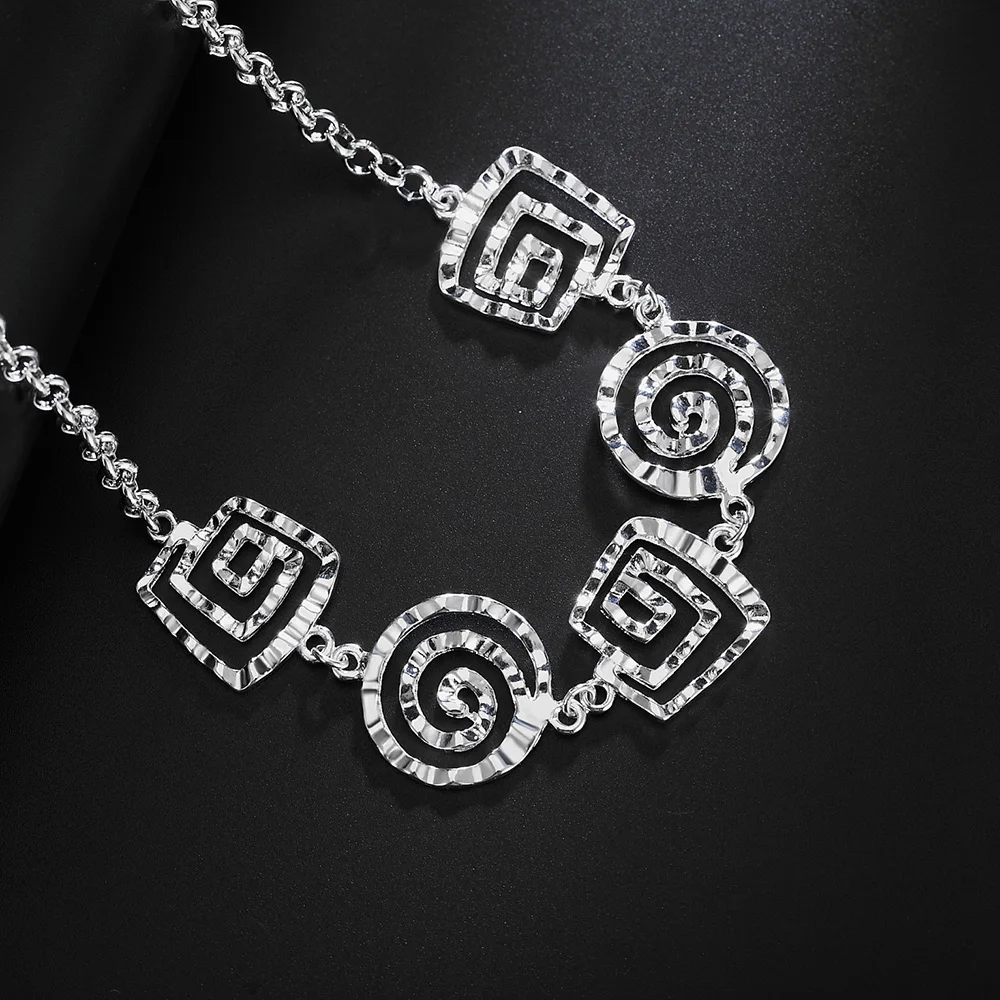 hot brand 925 stamp silver color necklace for women fashion party jewelry retro spiral pattern pendant lady gifts wedding free global shipping