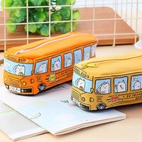 creative cartoon animal bus pencil case unisex canvas pen bag stationery