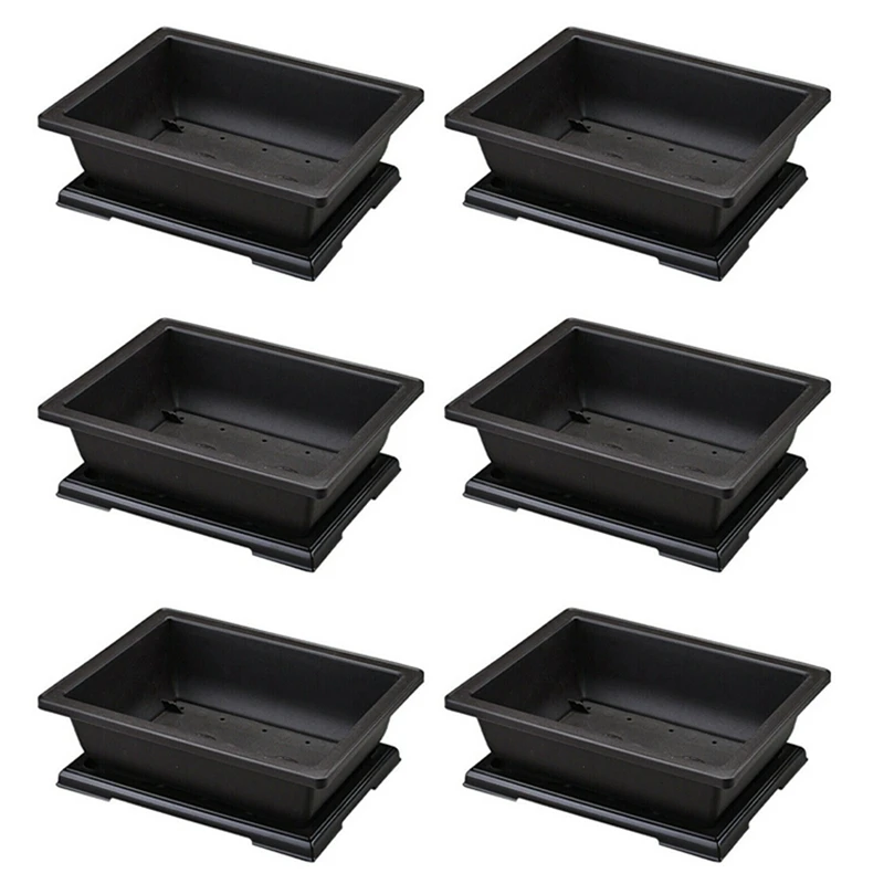 

6X Large Flower Pot Rectangle Bonsai Nursery Planter Balcony Container 29X21X10.5Cm