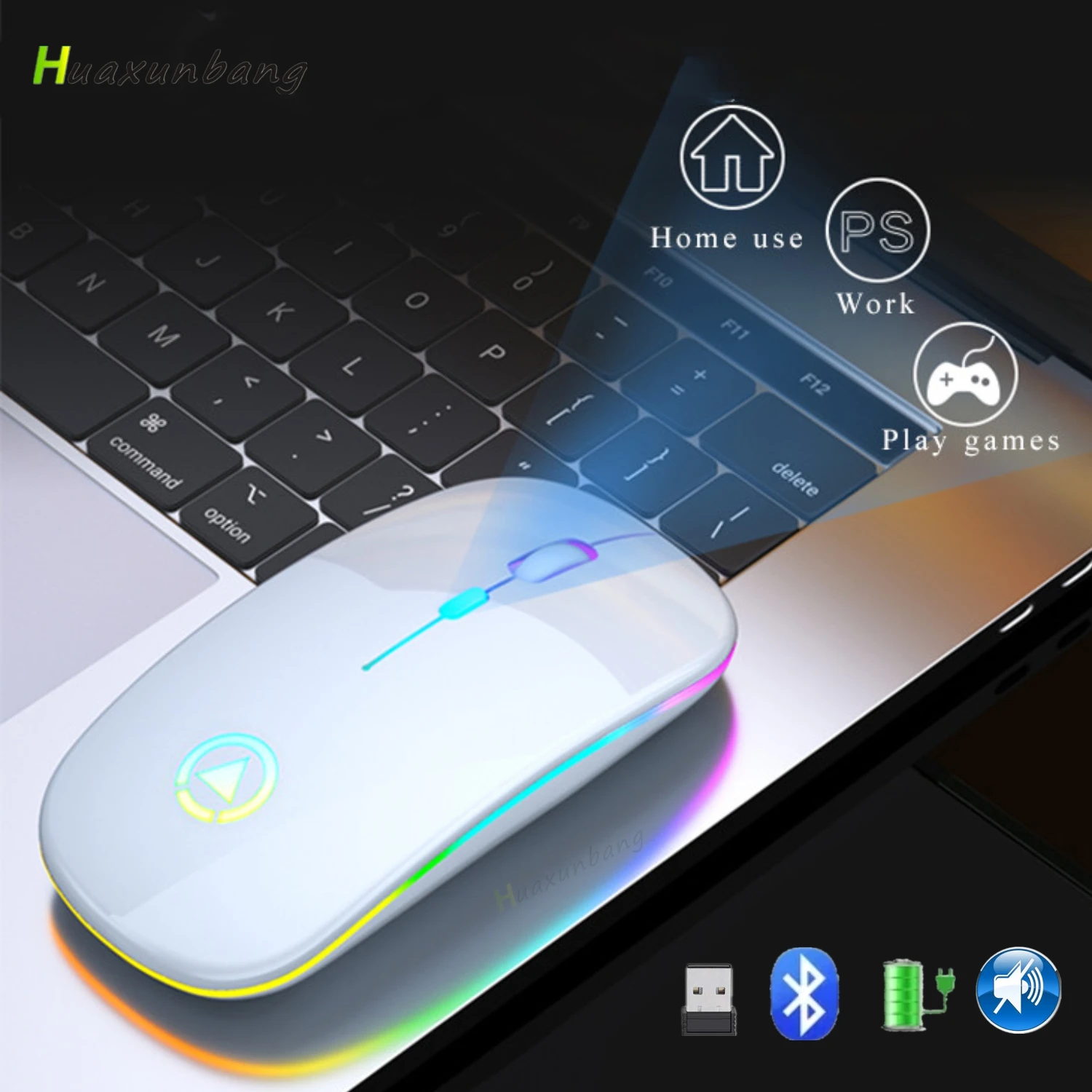 Bluetooth-мышь компьютерная аккумуляторная Бесшумная с RGB-светодиодами 2 4 ГГц |