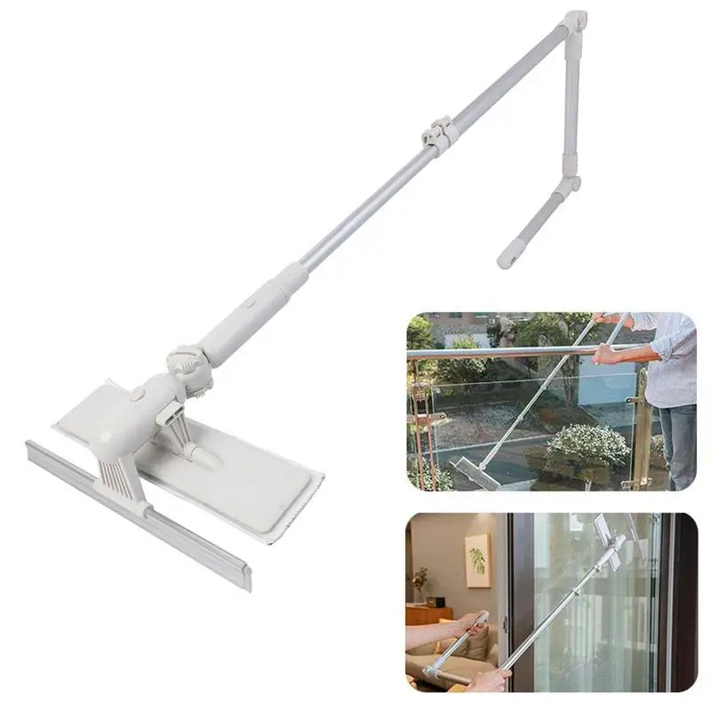 

Window Squeegee Portable Aluminum Rod Microfiber Glass Cleaning Brush With Extendable Pole Reusable Window Scrubber For Bathroom