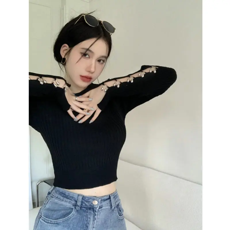 

Женская трикотажная футболка с длинным рукавом, на весну/осень