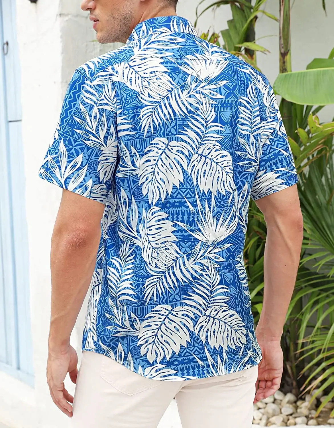 EUOW Summer 2022 Hawaiian Shirts Men Short Sleeve Digital Printing Coconut Tree Beach Breathable Hawaii Fashion Casual Clothing