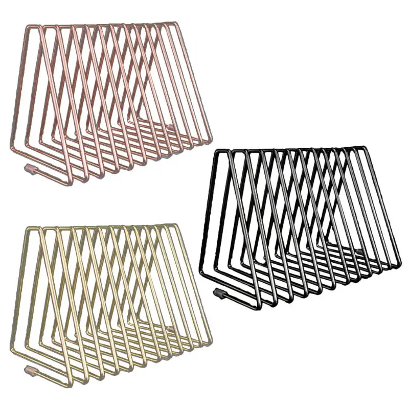 11 Grid Triangle File Storage Shelf Book Stand Retractable Nordic Wrought Iron File Storage Holder