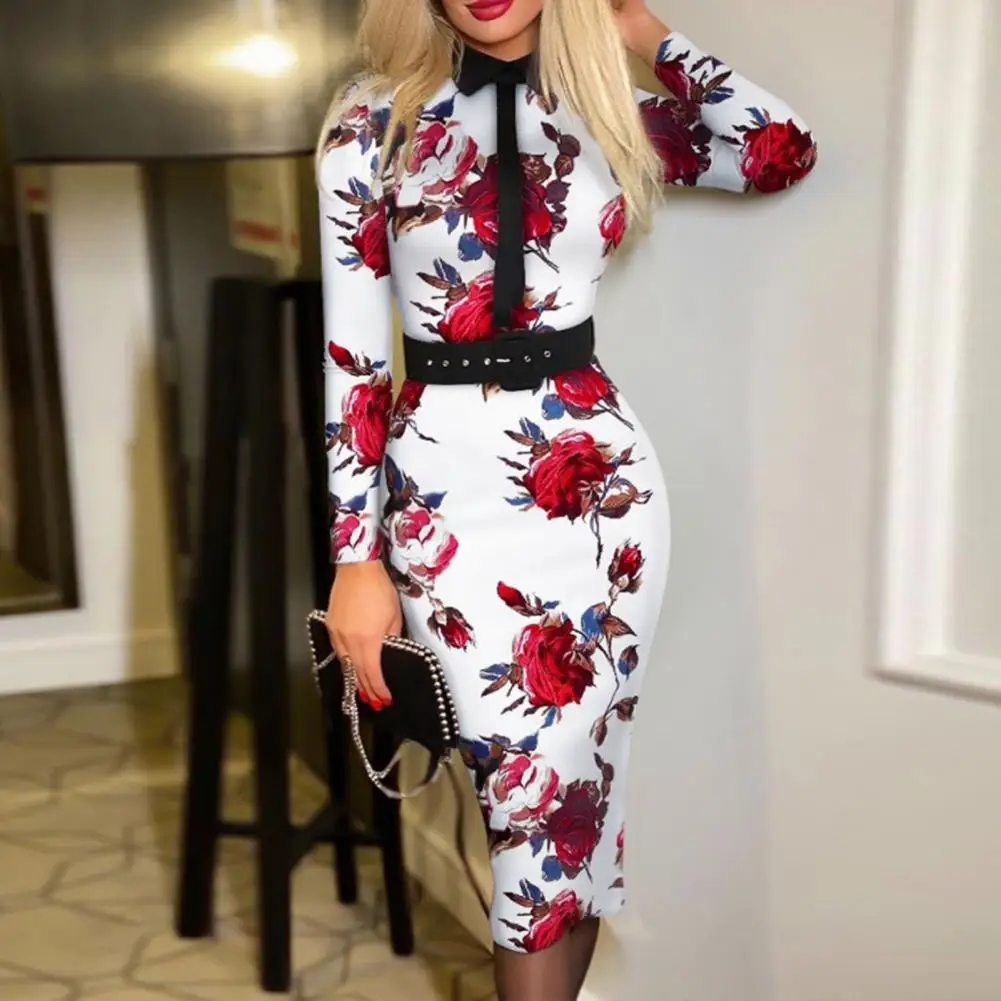 

Женское платье в клетку, облегающее офисное платье средней длины с высокой талией и отложным воротником