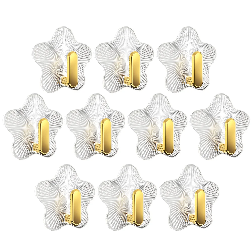 

10pcs Star Design Self Adhesive Wall Hooks Hanging Keys Hooks Towels Purses Hats Caps Storage Hooks