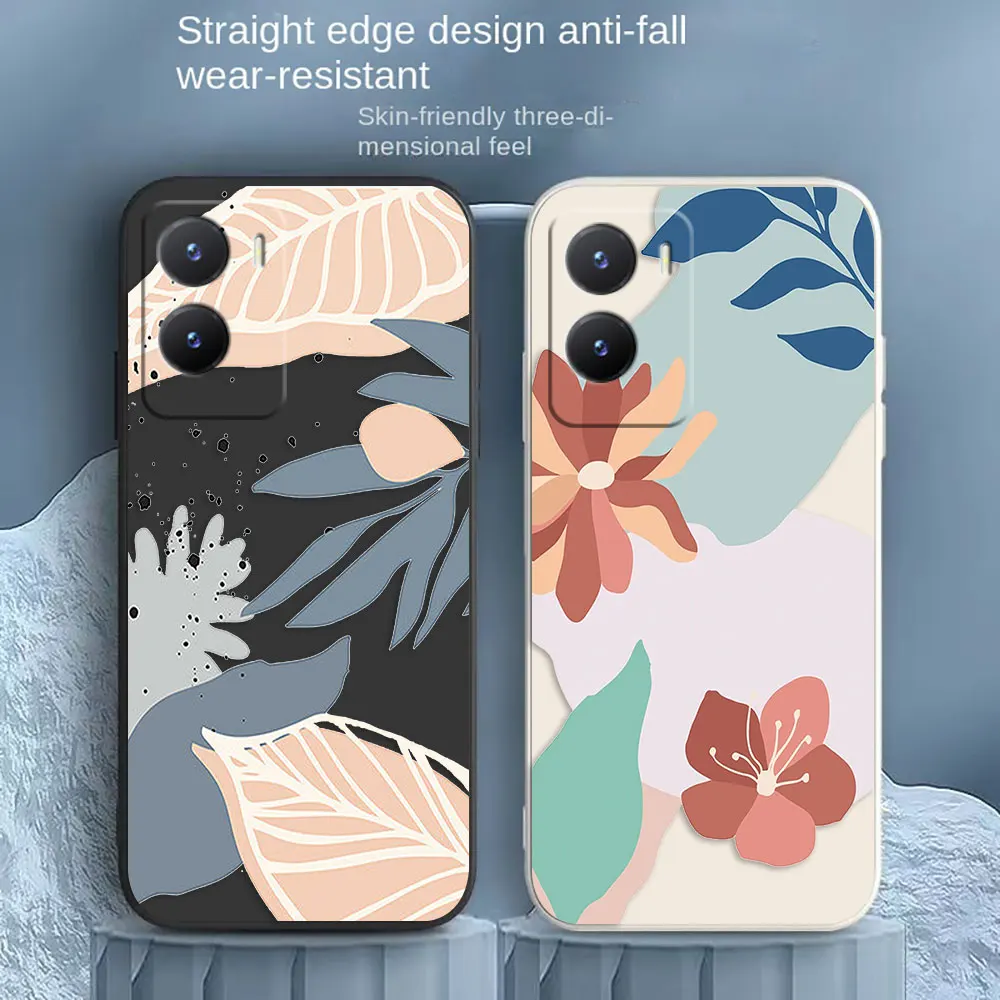 

Art Painting Of Flowers Leaves Case For VIVO Y55S Y30 Y31 Y33S Y55 Y35 Y51S Y52S Y53S Y66 Y71T Y73S Y77 5G Y83 Y85 Y93 Z3 Case