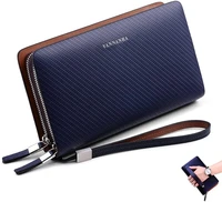 vannanba clutch purses wristlet wallets large leather designer double zipper long hangbags business travel clutch phone holder