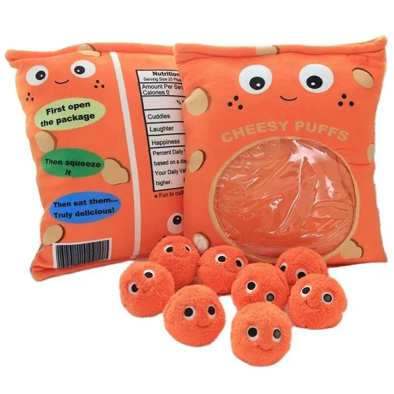 

Hot Sale A Bag Of Cheesy Puffs Toy Soft Plush Cute Mini Candy Doll In Zip Bag Pillow Cushion Stuffed Toy Kid Creative Xmas Gift