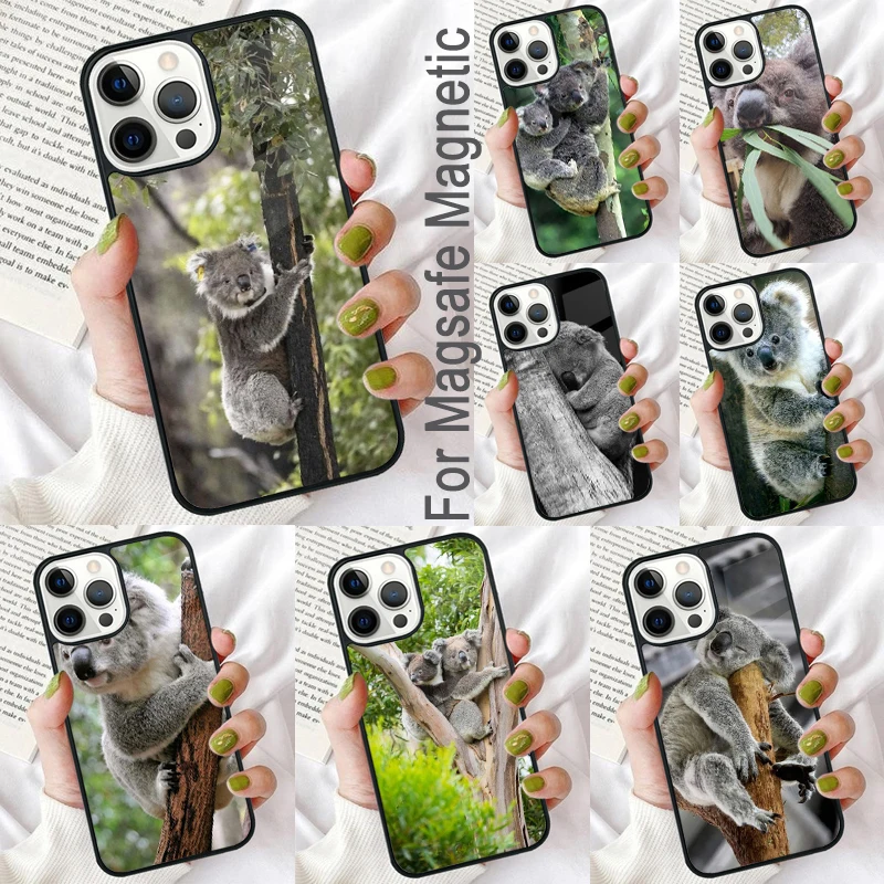 Магнитный мягкий чехол Koala для телефона iPhone 16 Promax 15 Pro 13 14 Plus 11 12 Mini MagSafe Coque
