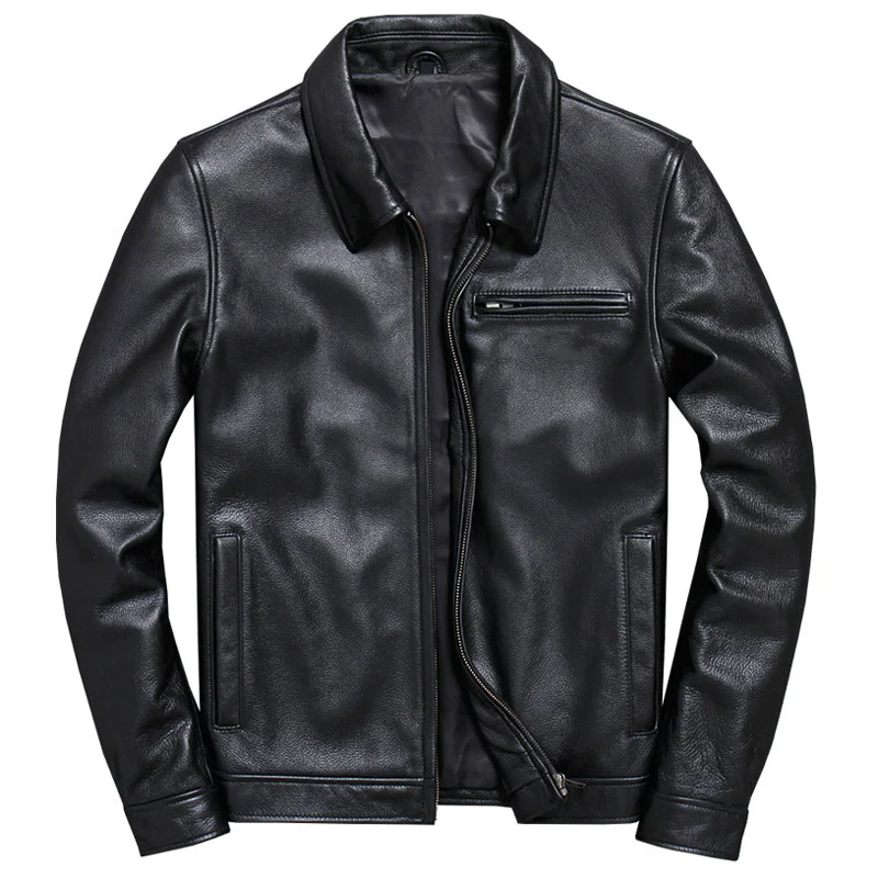 

Брендовая мужская одежда, европейская коллекция 2023 года, пальто из настоящей коровьей кожи, мужская куртка-бомбер из воловьей кожи размером 5XL, Мужское пальто, кожаная куртка
